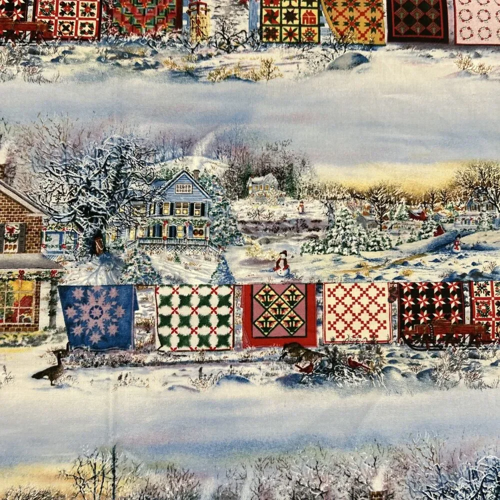 Holiday Airing Cotton Quilting Fabric Diane Phalen Winter Country Scenes 39 X 40